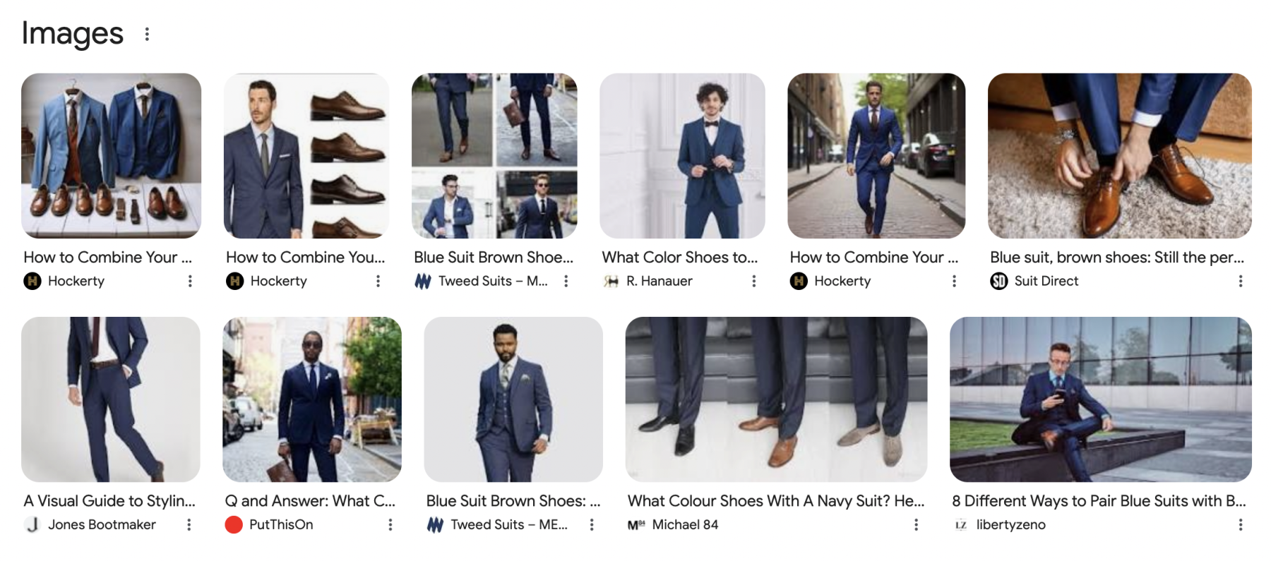 google image search results for 'what shoes go well with a blue suit'