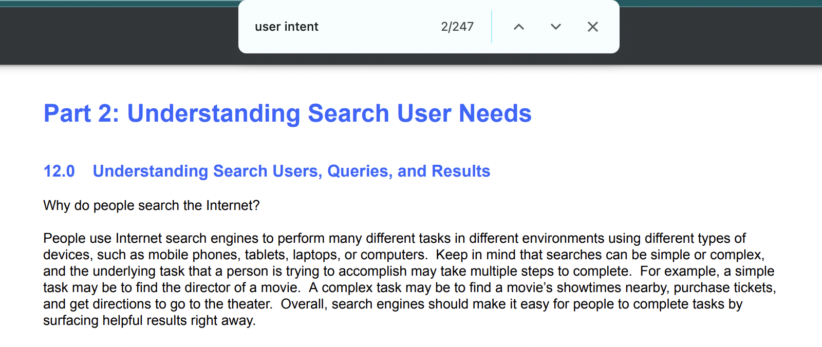 screenshot from google search quality rater guidelines documentation